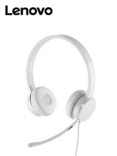 Auriculares Estereo con Microfono Lenovo 110, Interfaz USB Tipo-A, Color Cloud Grey (Gris)