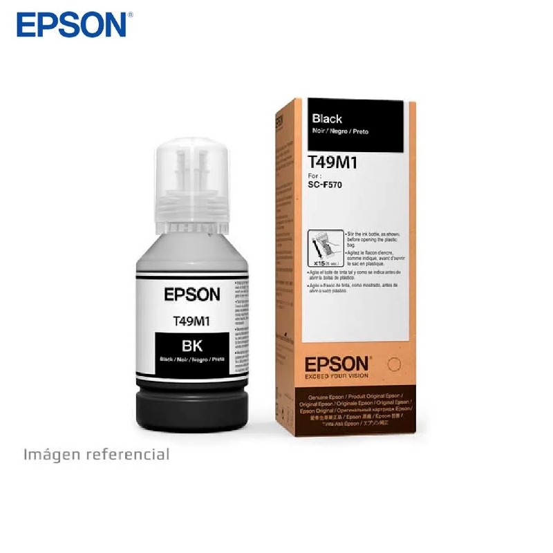 BOTELLA DE TINTA EPSON ULTRA DS T49M, COLOR NEGRO, CONTENIDO 140ML