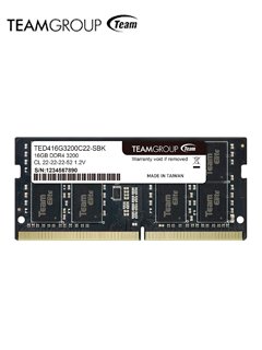 Memoria SO-DIMM TeamGroup Elite, 16GB DDR4-3200MHz (PC4-25600) 1.2V, CL22