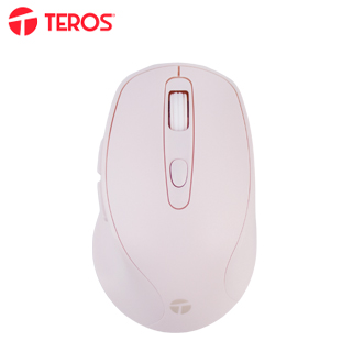 Mouse inalámbrico TEROS TE-1234S, 2.4GHz, 6 botones, USB, rosado