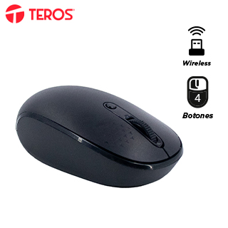 Mouse inalámbrico TEROS TE-1237S, BT 5.0, 2.4 GHz, negro