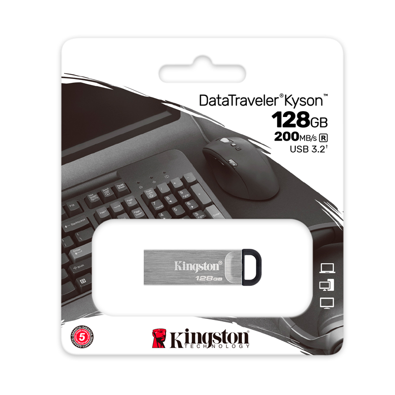 MEMORIA FLASH USB KINGSTON DATATRAVELER KYSON 128GB, USB 3.2 GEN 1, COLOR PLATA