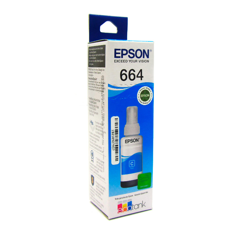 KIT DE TINTAS EPSON T664, COLOR NEGRO, AMARILLO, MAGENTA, CYAN
