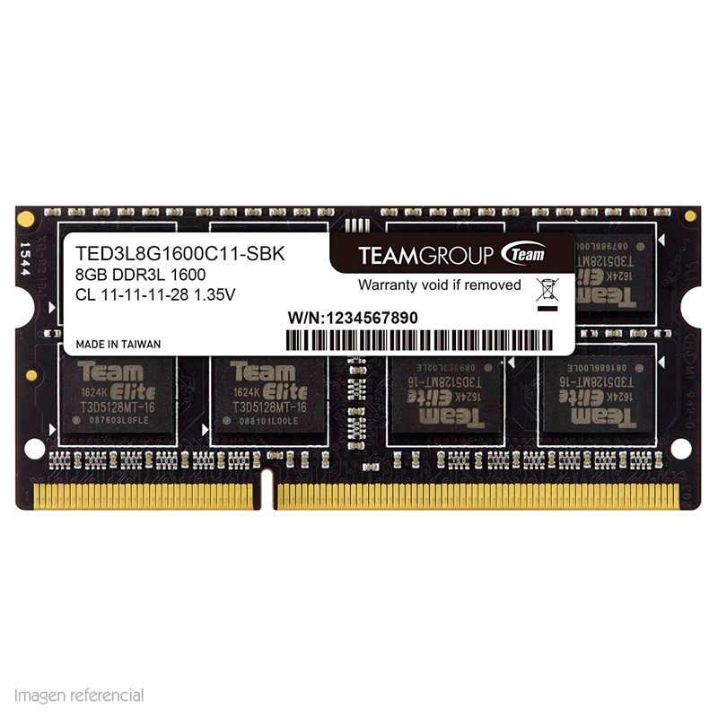 MEMORIA TEAMGROUP, 8GB, DDR3L, SODIMM, 1600MHZ, CL11-11-11-28, 1.35V