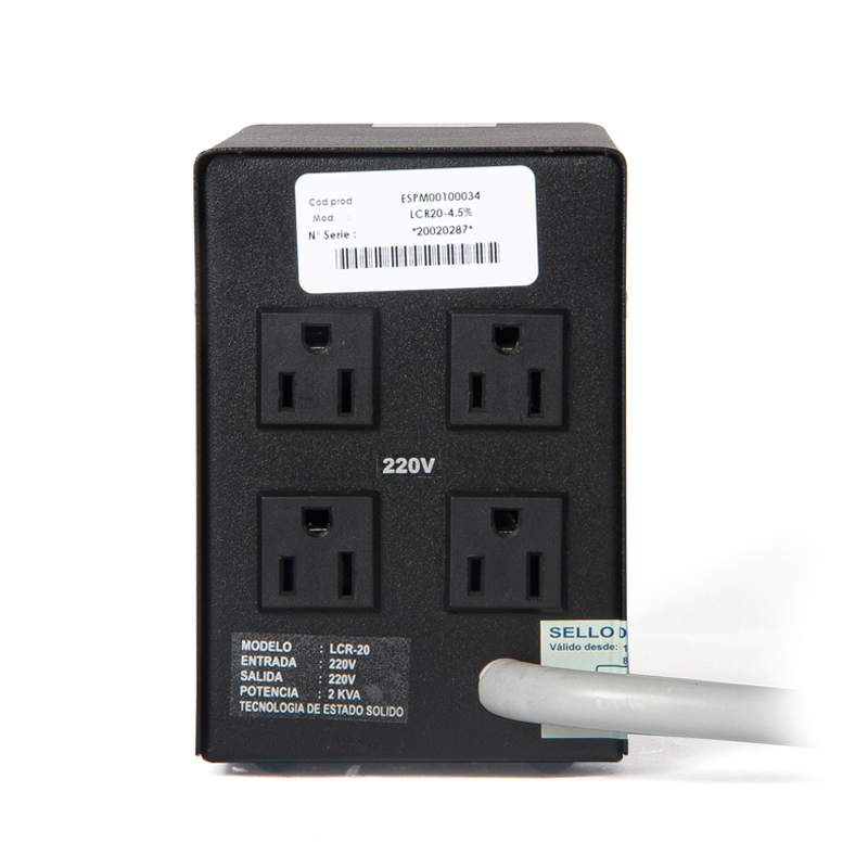 Estabilizador Elise Ieda Poder LCR20-4.5%, Solido, 2.0kVA, 220V, 4 tomas a 220VAC