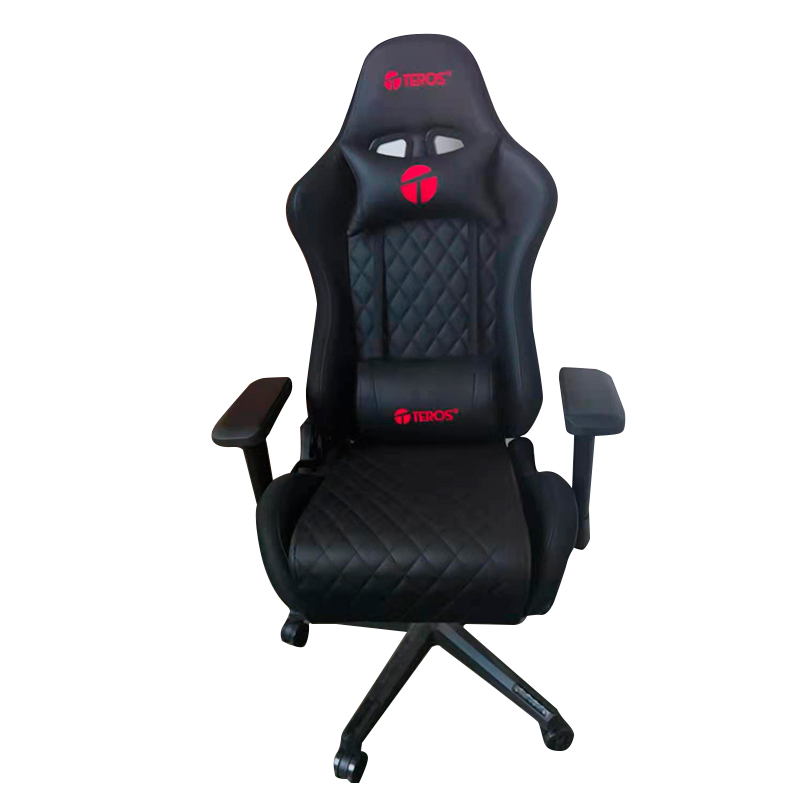 SILLA GAMER TEROS, NEGRO Y ROJO