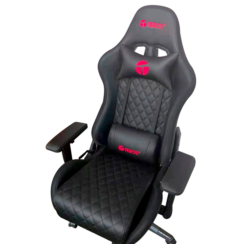 SILLA GAMER TEROS, NEGRO Y ROJO