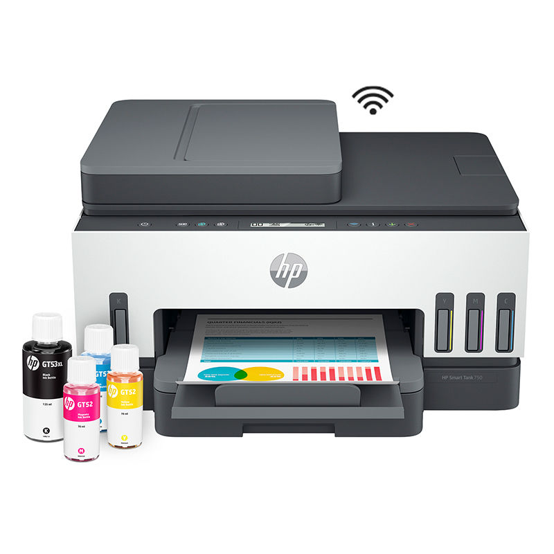 Multifuncional de tinta HP Smart Tank 750, Impresión/Escaneo/Copia/Wi-Fi/Bluetooth LE/LAN