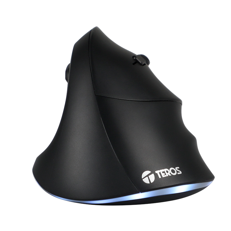 Mouse Teros TE-5169N, Inalámbrico Doble Modo: 2.4G+Bluetooth, 2400 DPI, Vertical, Negro