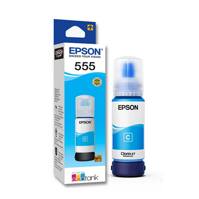 BOTELLA DE TINTA EPSON T555, COLOR CIAN, CONTENIDO 70ML