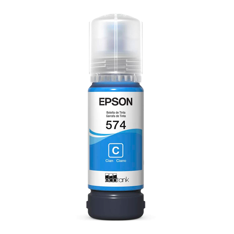 BOTELLA DE TINTA EPSON T574, COLOR CIAN, CONTENIDO 70ML