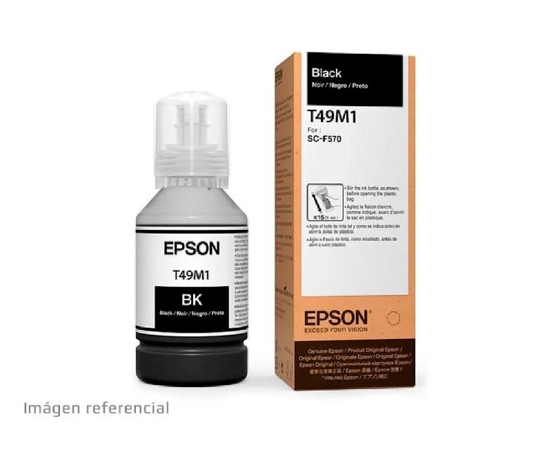 BOTELLA DE TINTA EPSON ULTRA DS T49M, COLOR NEGRO, CONTENIDO 140ML