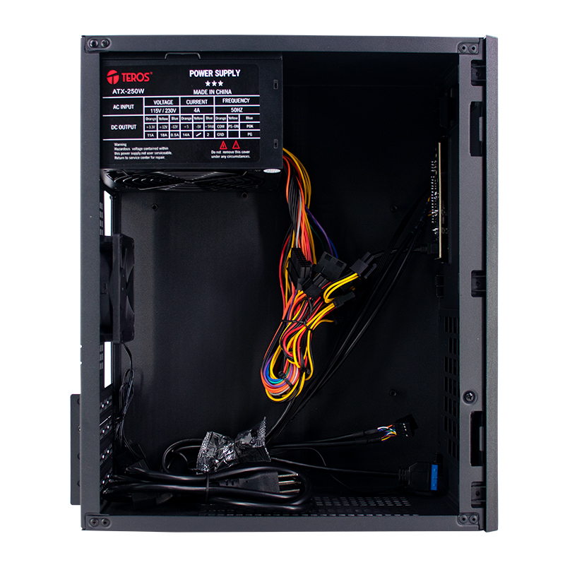 Case TEROS TE-1035S, Mini Tower ATX, 250 W, USB 3.0 / 2.0, audio HD, negro