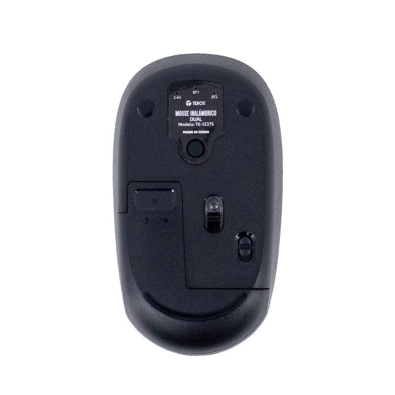 Mouse inalámbrico TEROS TE-1237S, BT 5.0, 2.4 GHz, negro