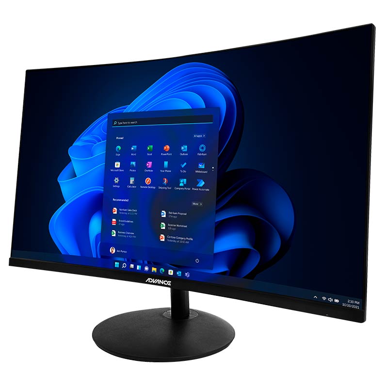 Monitor Curvo Advance ADV-2751S, 27" FHD VA, 100Hz, 1ms, HDMI, DP, Parlantes, Negro