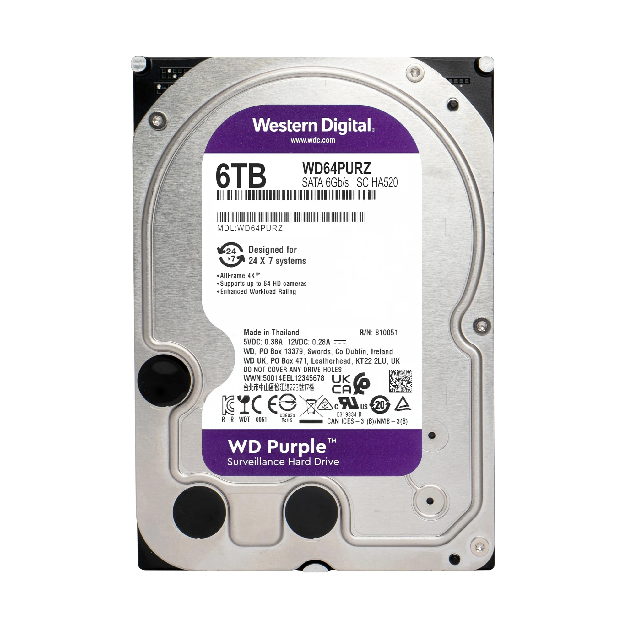 DISCO DURO 6TB WD PURPLE 3.5” PARA VIDEOVIGILANCIA